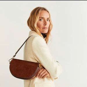 Mango Vincenzo Brown Faux-Leather Brown Shoulder Bag